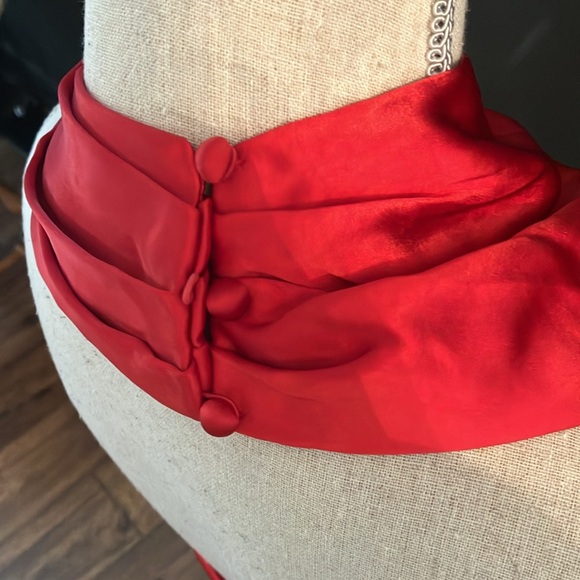 Elliatt Red Satin Halter Long Formal Gown - Picture 6 of 9